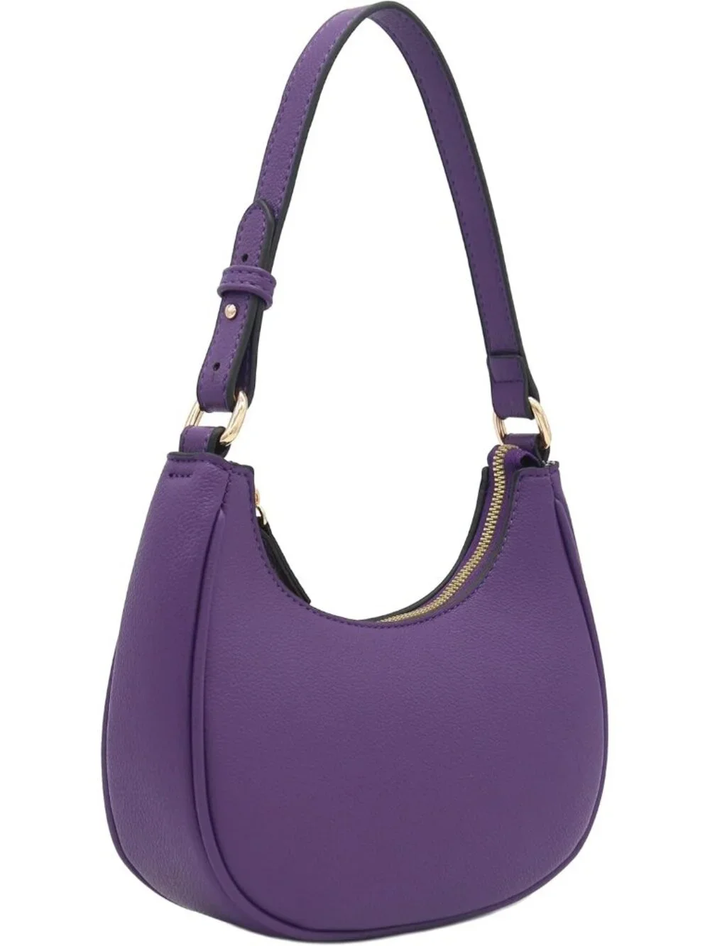 Women Purple Small Crescent For Trendy Underarm Purse Zipper Shoulder Bag